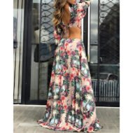 Long Sleeve Cutout Printed Dress - Image 2