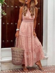 Casual V Neck Sleeveless Maxi Dress - Image 8