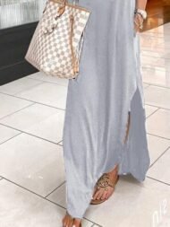 V-Neck Short Sleeve Casual Pocket Dress - Image 6