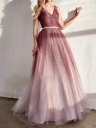 Women's Dresses Deep V Neck Vintage Gradient Evening Dress - Image 4