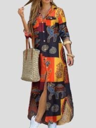 Printed Single-breasted Maxi Dress - Image 2