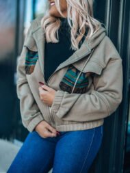 Vintage Western Aztec Fleece Zip Up Hoodie Jacket