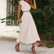 Elegant Ruffled Cropped Top And Skirt Two-piece Set - Image 2